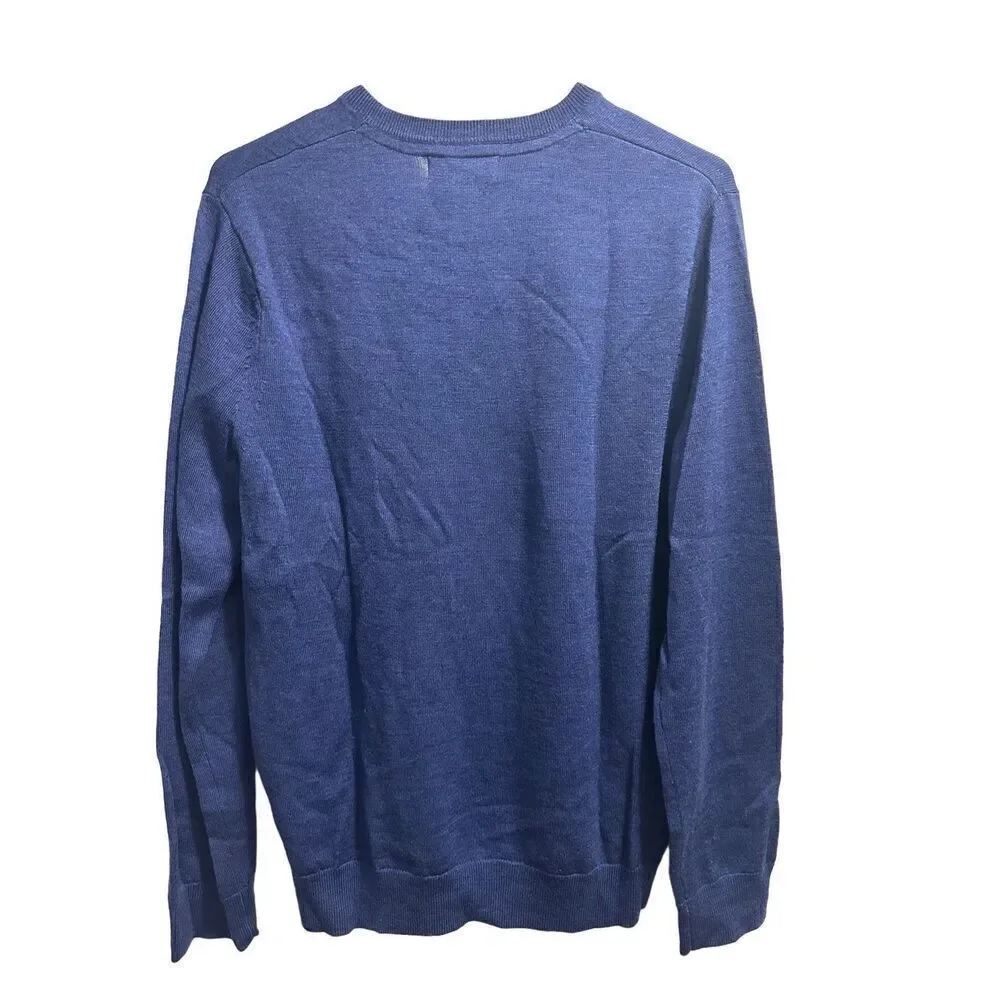 Men’s Banana Republic Merino Wool Blue Pull Over V Neck Sweater Size Medium